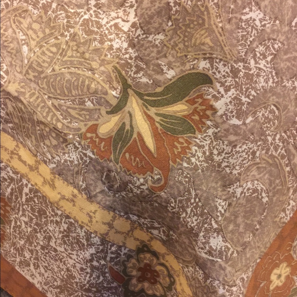 Liz Claiborne Vintage Brown Autumn Flowers Scarf